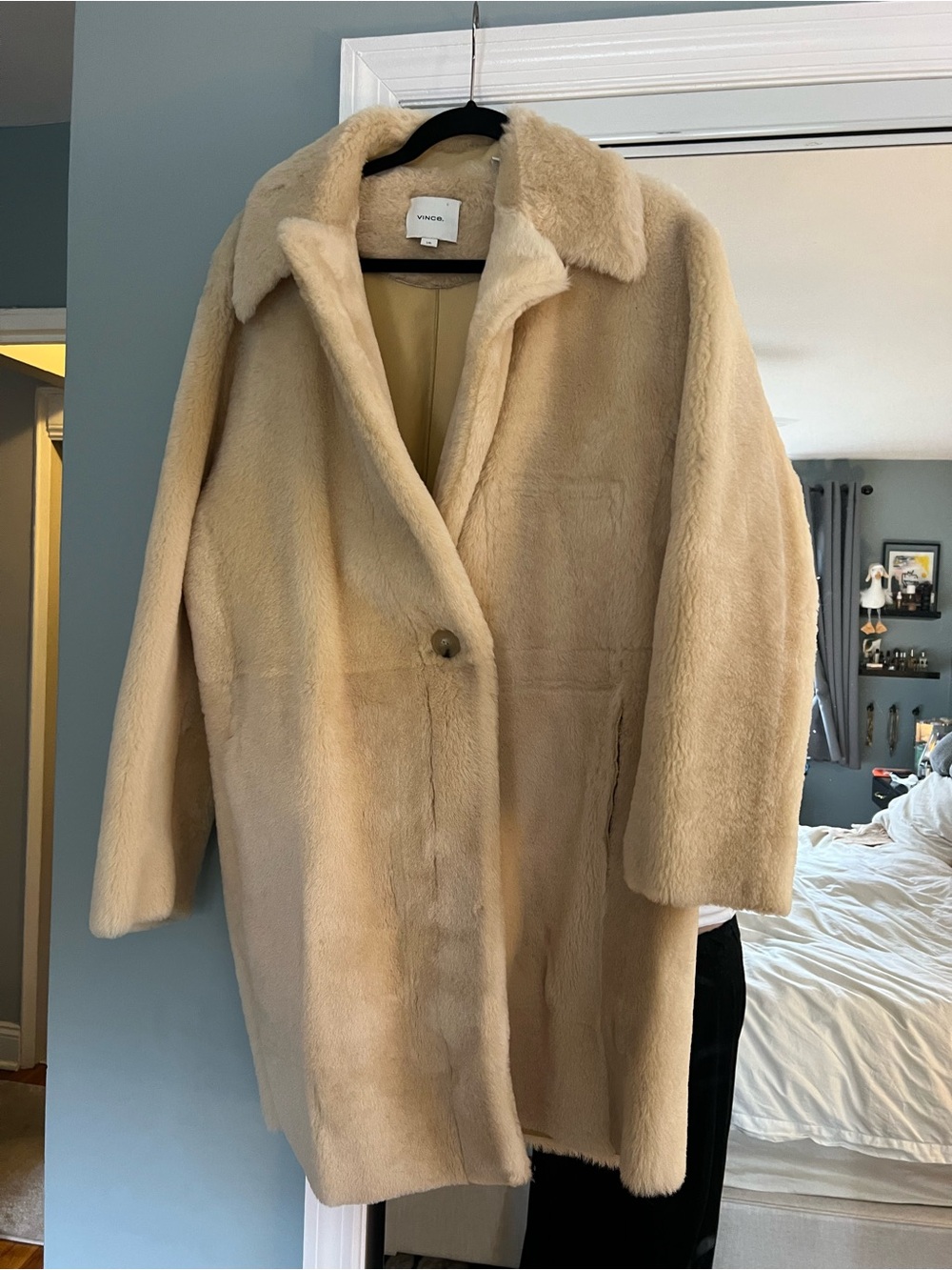 100% Lamb Vince Cream Teddy Coat